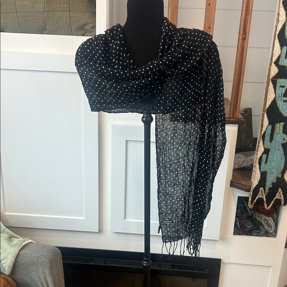 Apt 9 Elegant Black and White Polka Dot Scarf